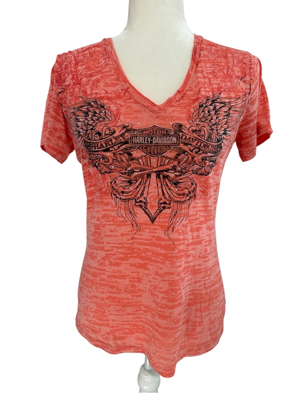 HARLEY DAVIDSON Woman’s V Neck Tee T-Shirt Fitted Style